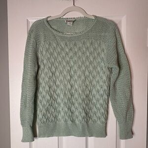 Cuddle Knit Vintage Light Green Textured Sweater, M